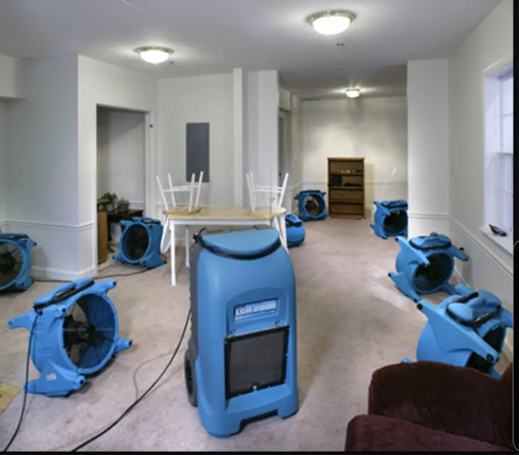 Air movers and dehumidifier setup for Water Extraction & Removal in Savage
