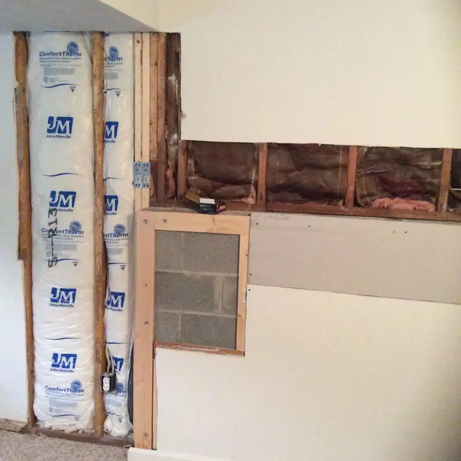 Wall insulation replacement during Basement Flood Cleanup in Savage